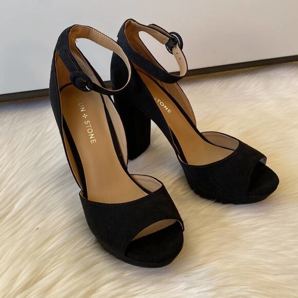 Block-Heel Platform Sun Stone Reeta Sandal Black 9.5 NEW!! - Picture 6 of 13